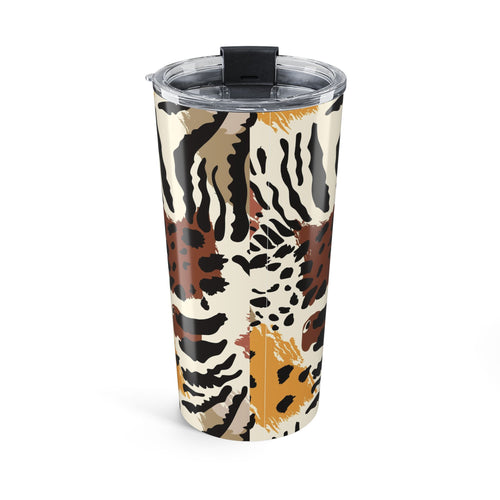 20oz Leopard Print Tumbler – Insulated Travel Cup with Neutral Abstract Animal Pattern