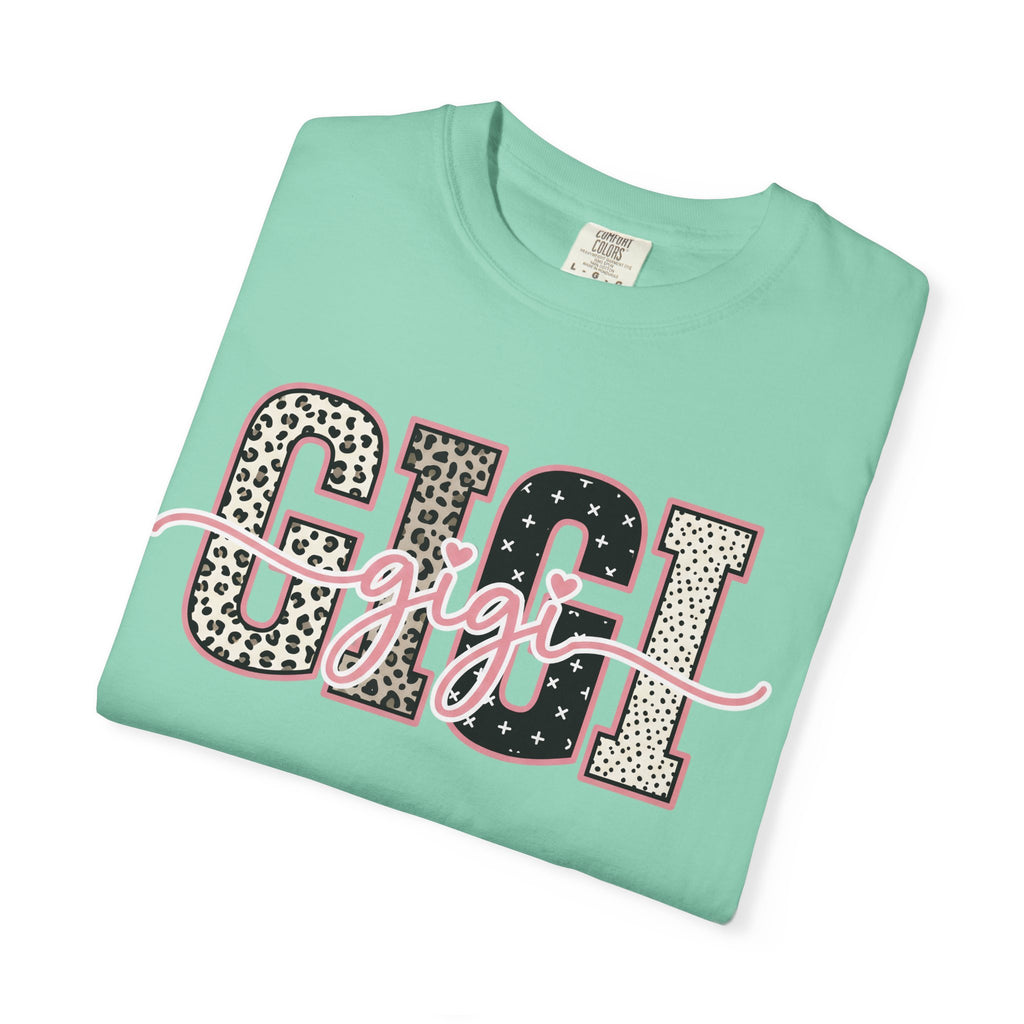GIGI Leopard Script Tee — Cute Pink & Black Name Graphic T-Shirt