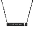 Engravable Cutout Cross Bar Necklace — Personalized Religious Bar Pendant