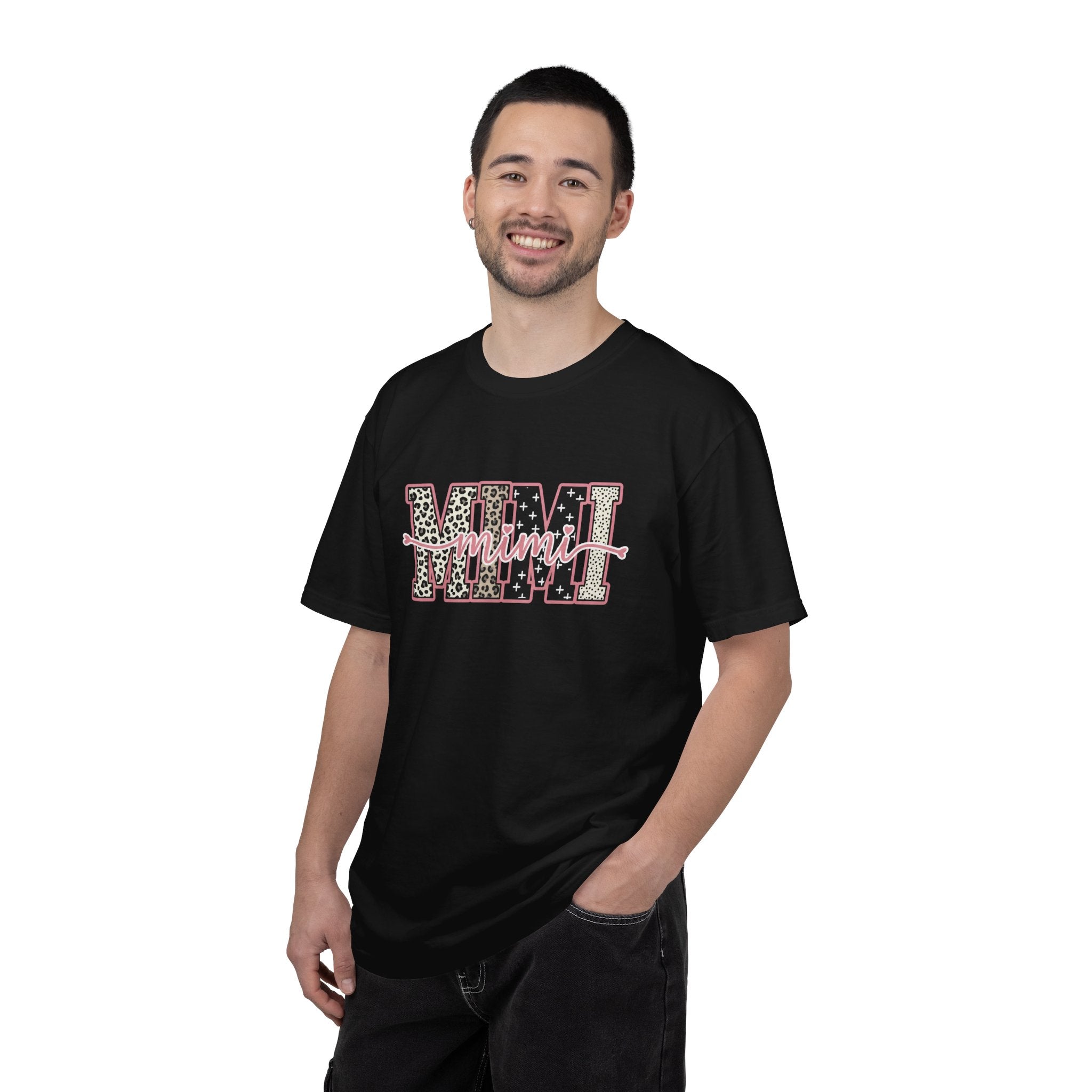 Mom Mimi Leopard Block Graphic T-Shirt – Cute Pink Script Mother's Day Gift