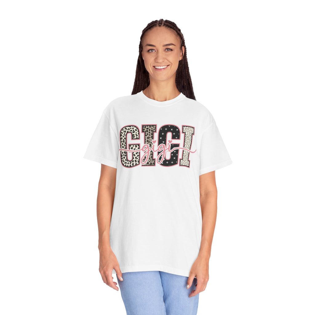GIGI Leopard Script Tee — Cute Pink & Black Name Graphic T-Shirt