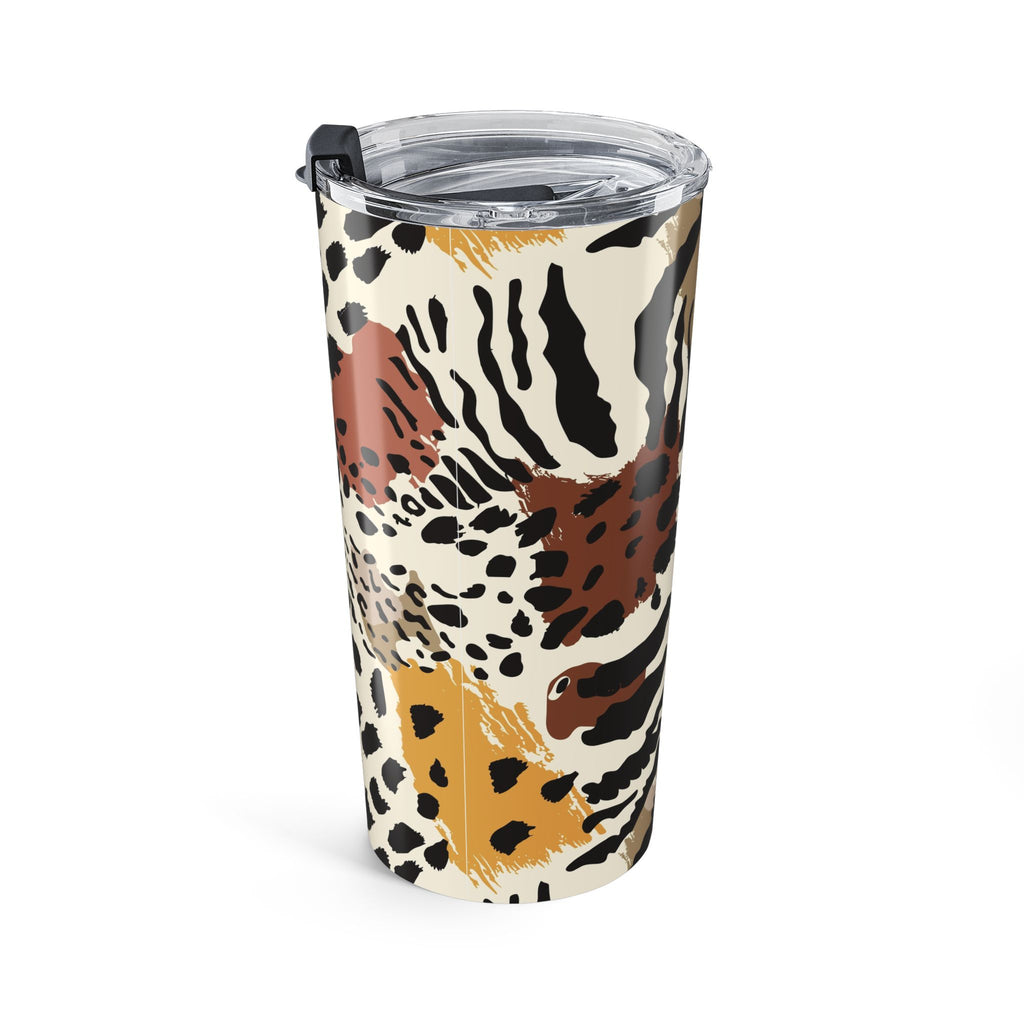 20oz Leopard Print Tumbler – Insulated Travel Cup with Neutral Abstract Animal Pattern