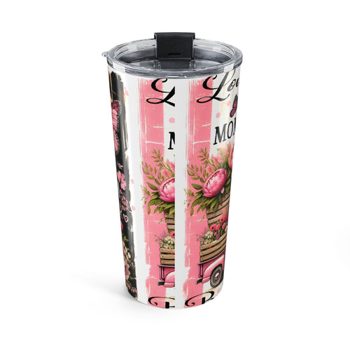 20oz Floral Butterfly Tumbler – 'Love You Mom' Pink Vintage Travel Cup