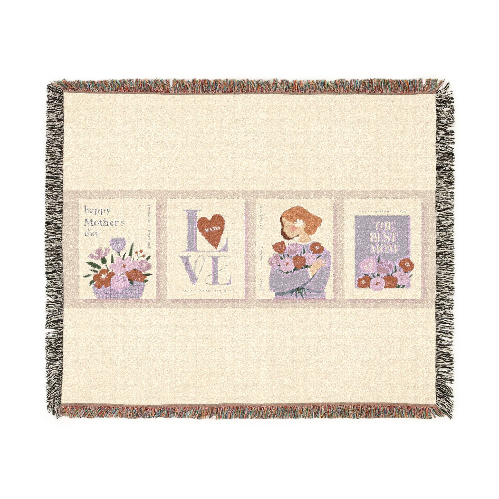 Mother’s Day Woven Blanket — 'I  Mom' Floral Throw