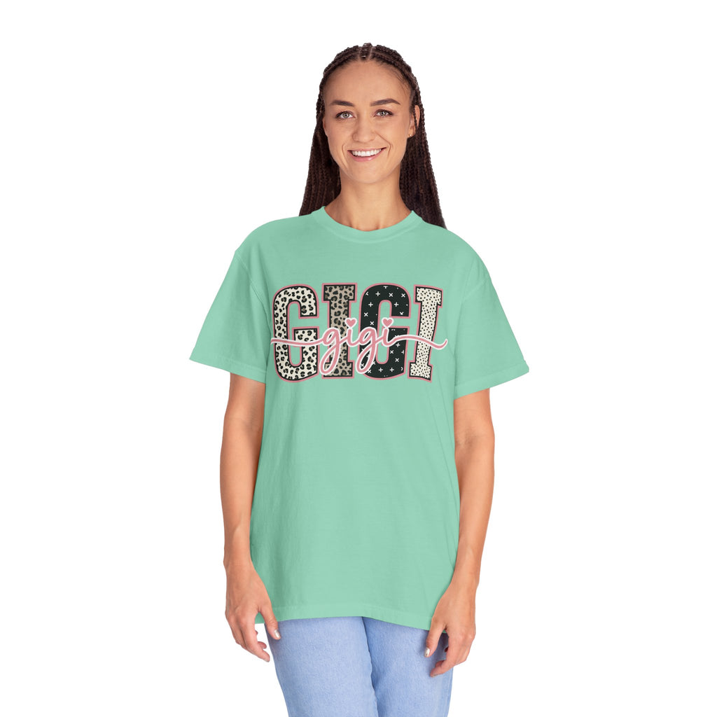 GIGI Leopard Script Tee — Cute Pink & Black Name Graphic T-Shirt