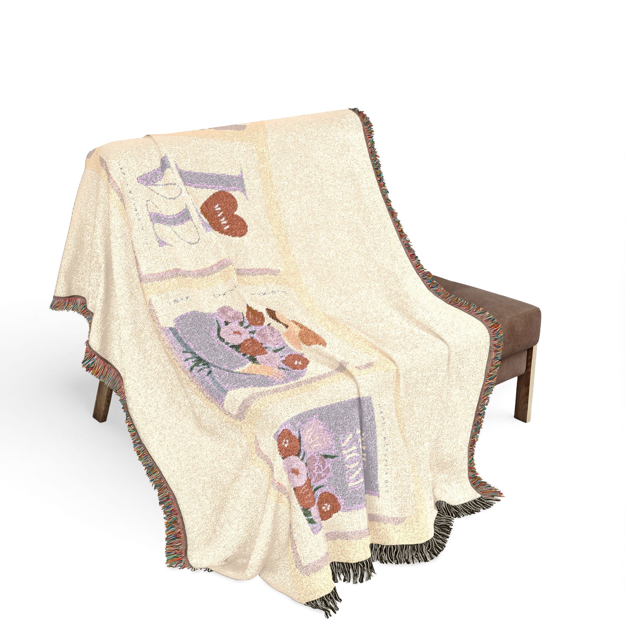 Mother’s Day Woven Blanket — 'I  Mom' Floral Throw