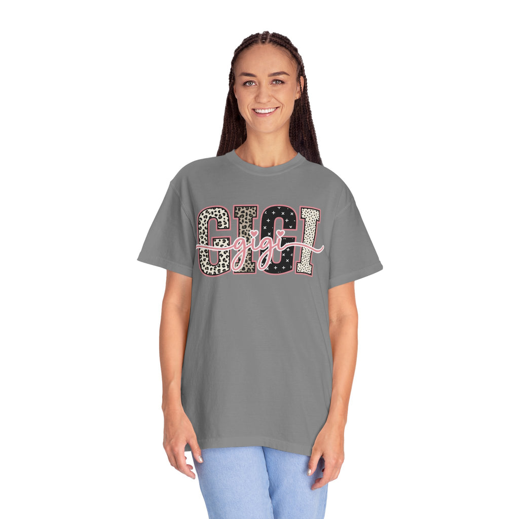 GIGI Leopard Script Tee — Cute Pink & Black Name Graphic T-Shirt