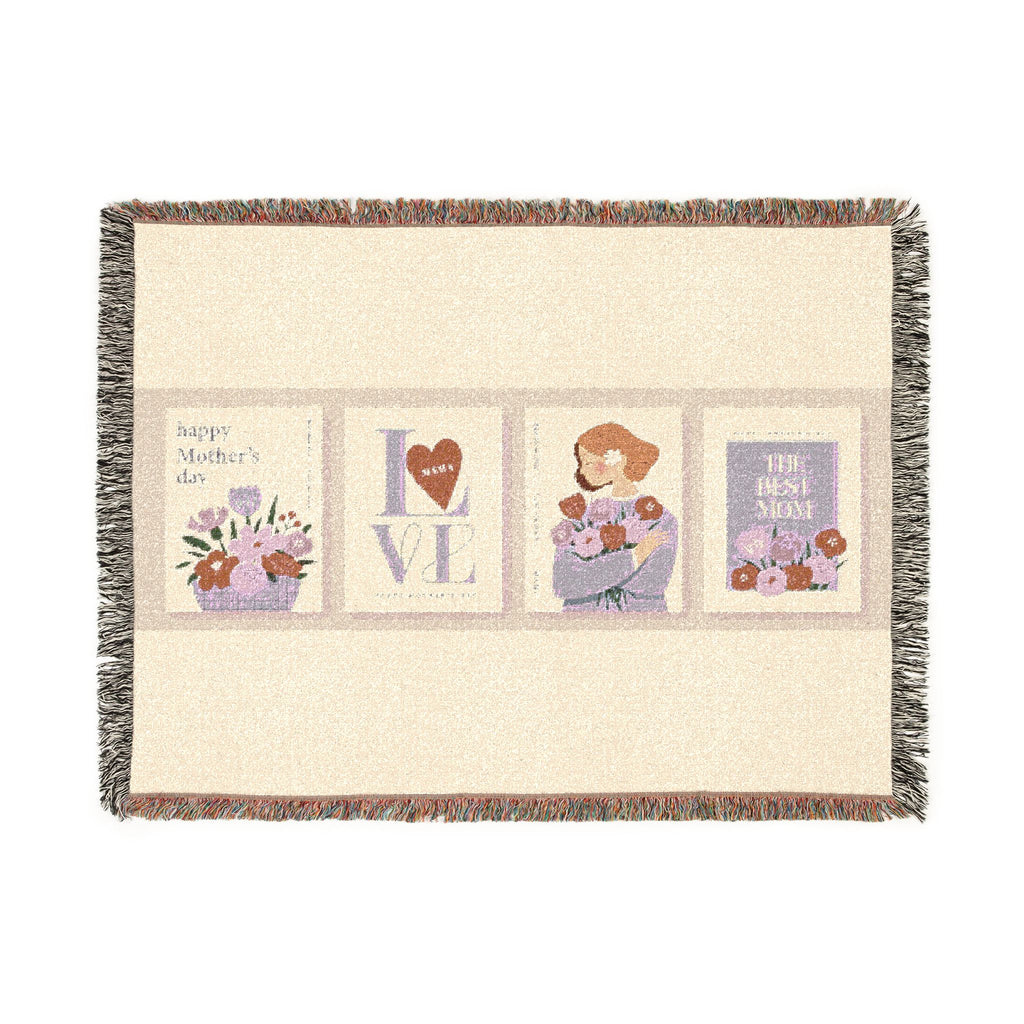Mother’s Day Woven Blanket — 'I  Mom' Floral Throw
