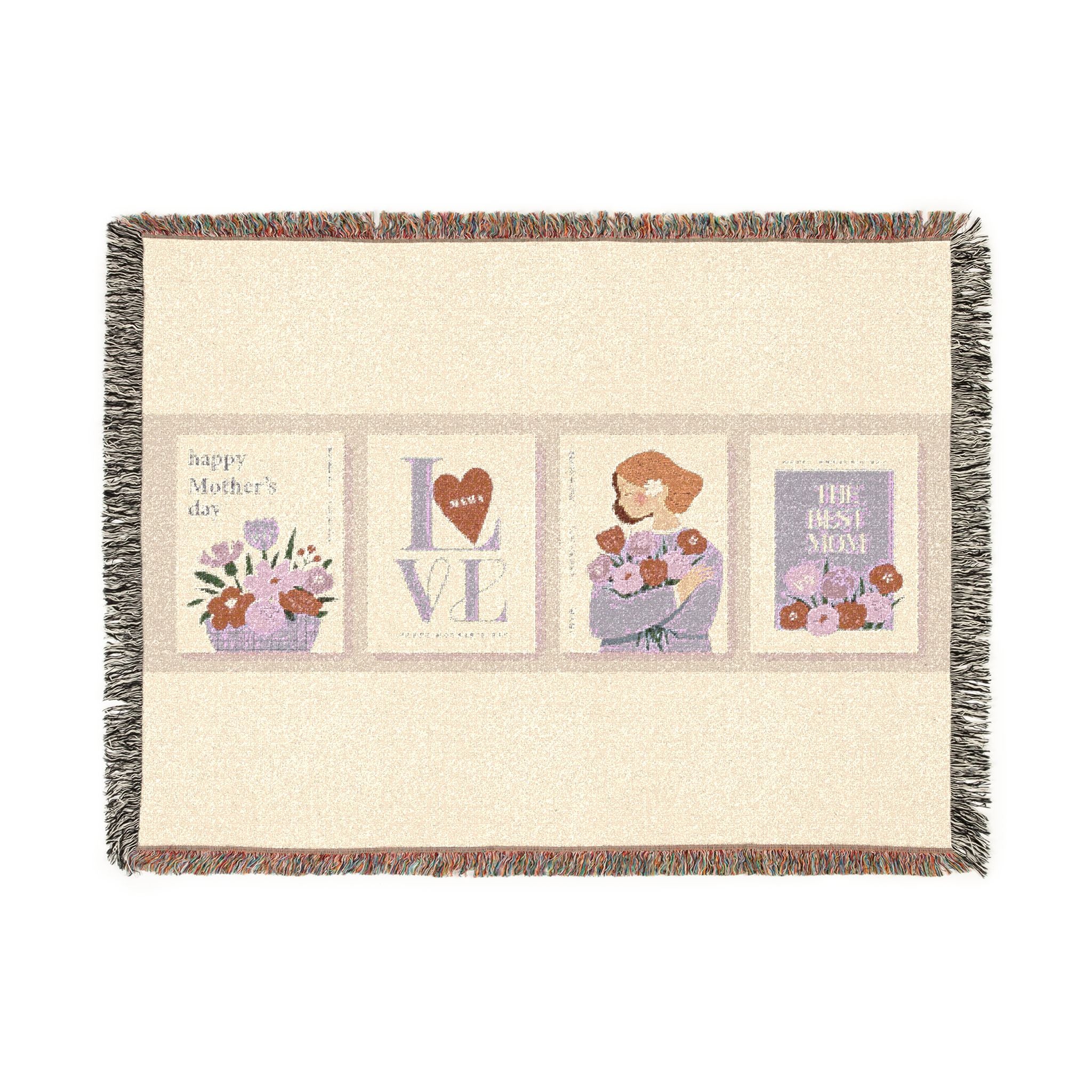 Mother’s Day Woven Blanket — 'I  Mom' Floral Throw