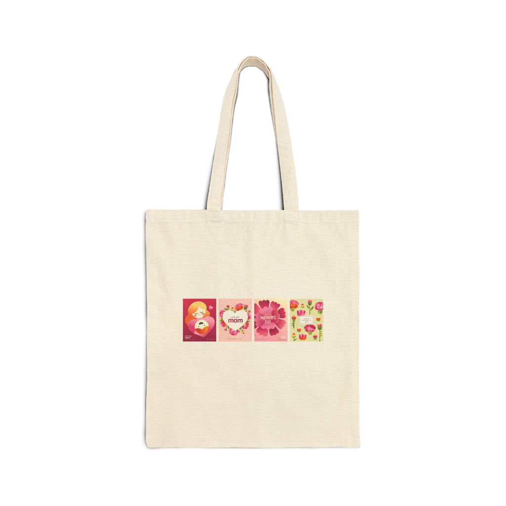 Valentine Floral Panels Canvas Tote — 'Be Mine' Romantic Reusable Bag