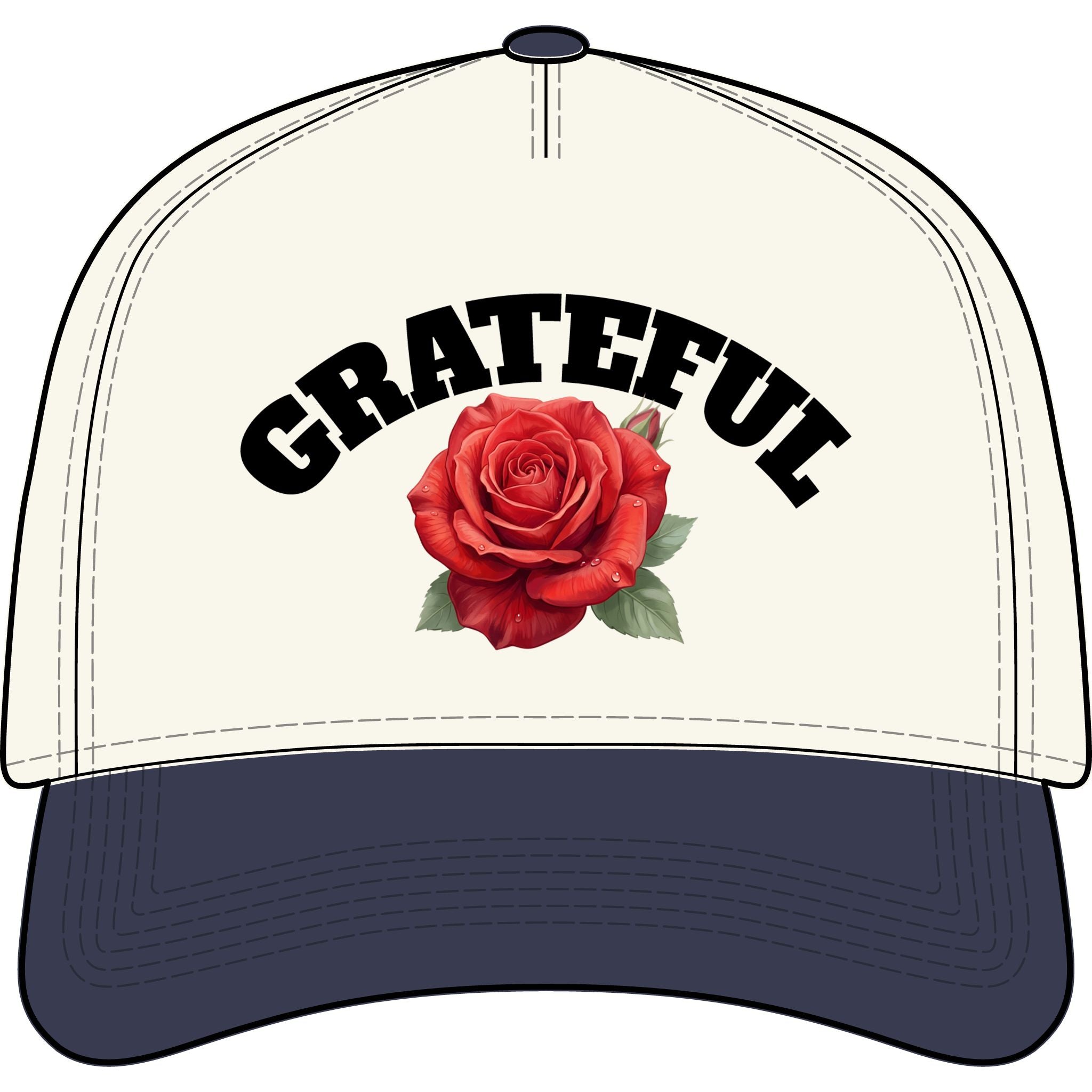 Grateful Two-Tone Cap — Embroidered Retro Trucker Hat