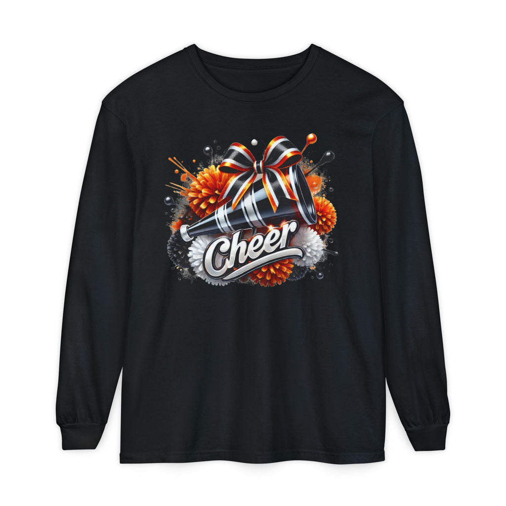 Cheer Megaphone Long Sleeve T‑Shirt — Pom Pom Cheerleader Spirit Top