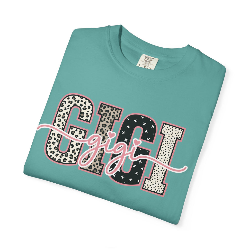 GIGI Leopard Script Tee — Cute Pink & Black Name Graphic T-Shirt