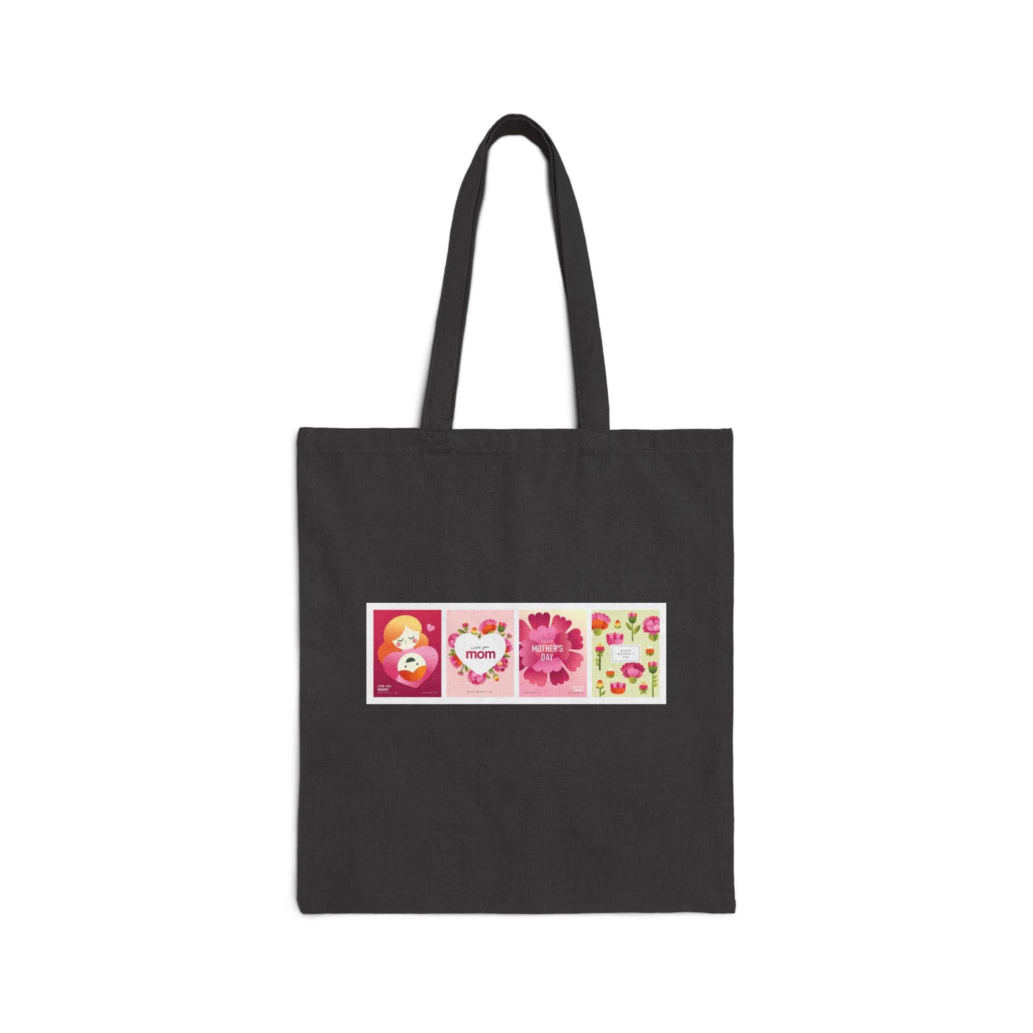Valentine Floral Panels Canvas Tote — 'Be Mine' Romantic Reusable Bag