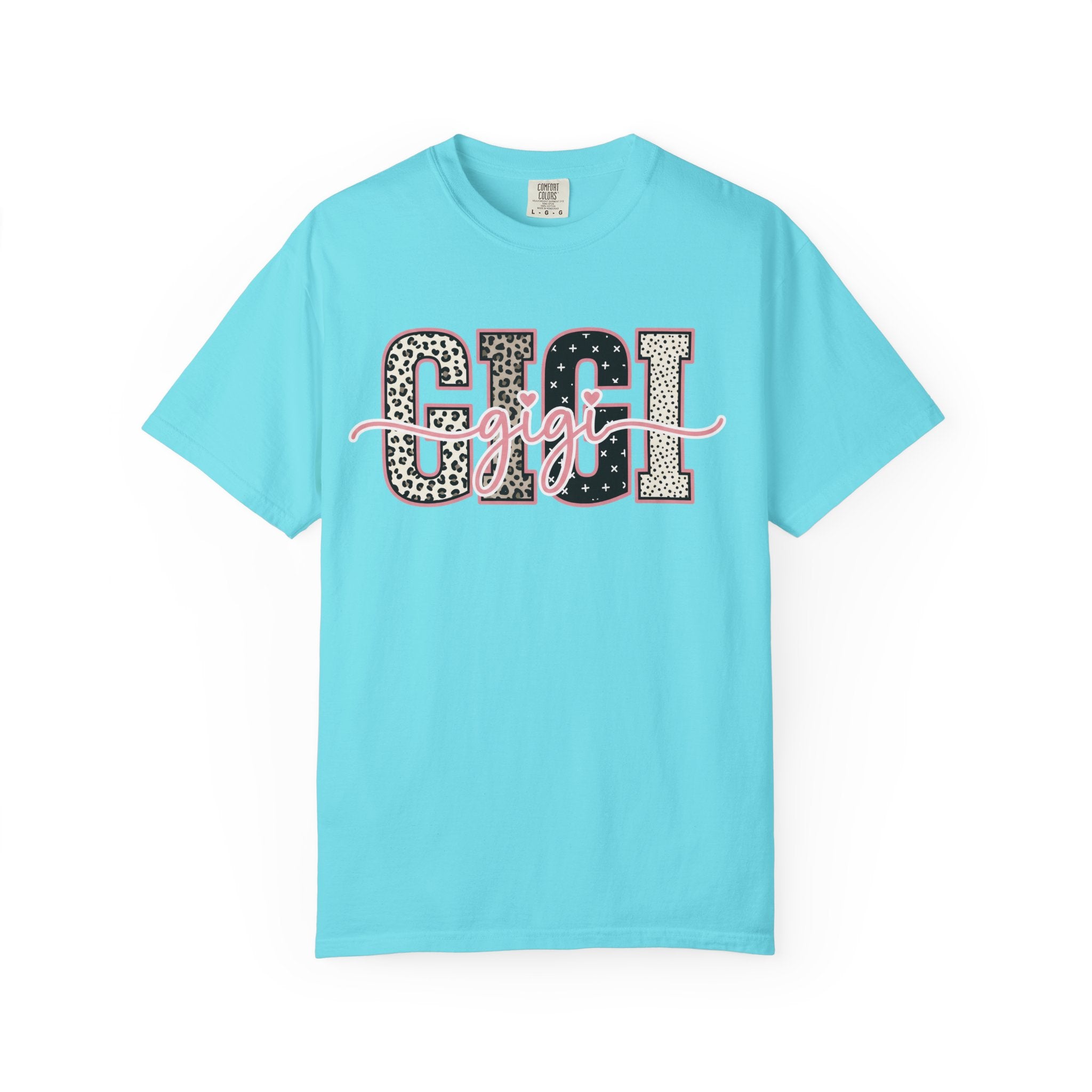 GIGI Leopard Script Tee — Cute Pink & Black Name Graphic T-Shirt
