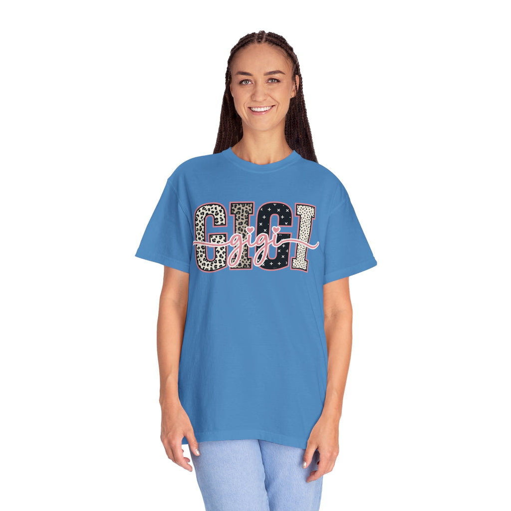 GIGI Leopard Script Tee — Cute Pink & Black Name Graphic T-Shirt