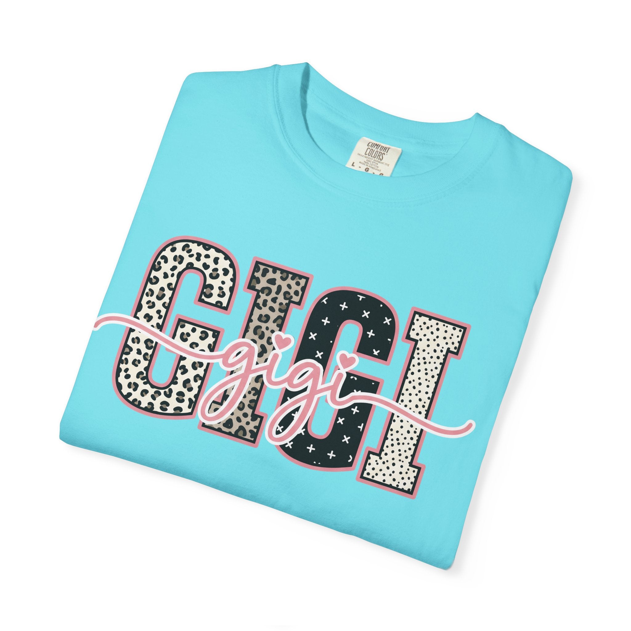 GIGI Leopard Script Tee — Cute Pink & Black Name Graphic T-Shirt