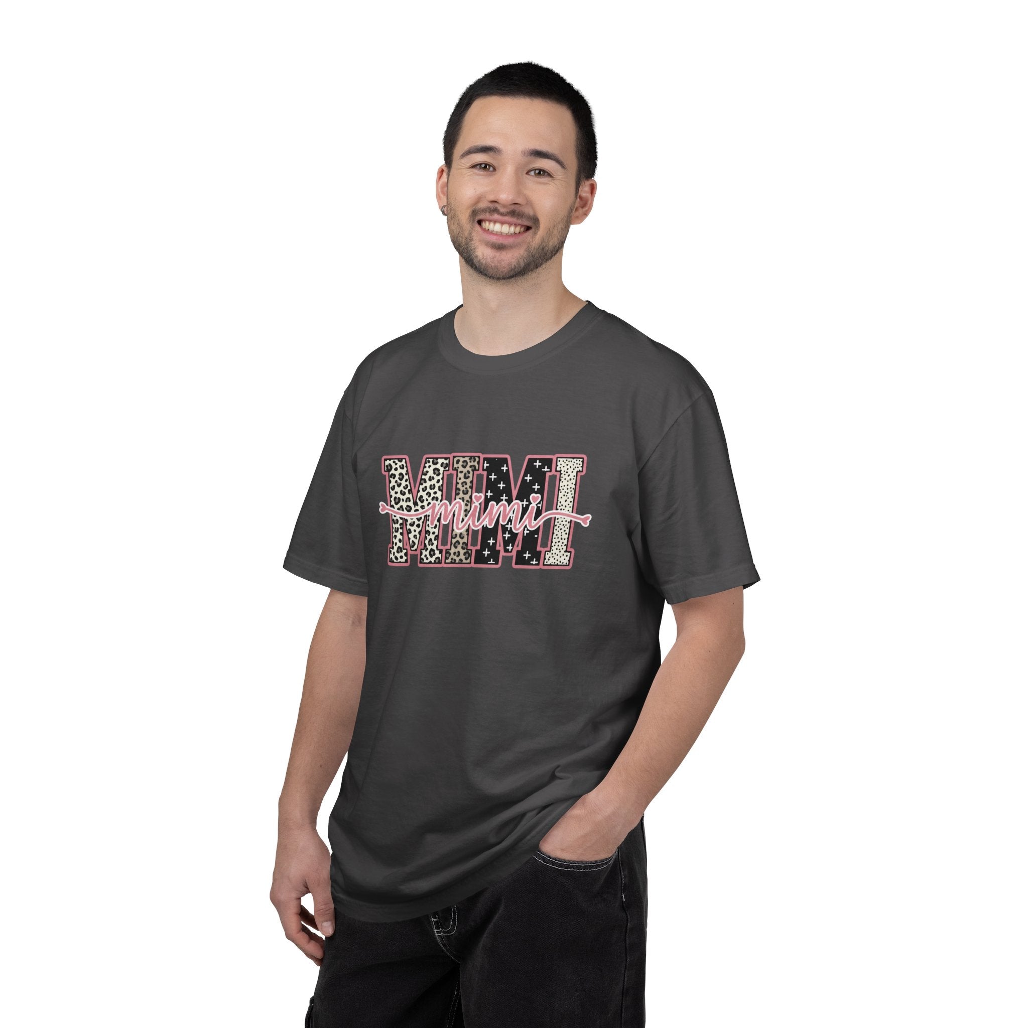 Mom Mimi Leopard Block Graphic T-Shirt – Cute Pink Script Mother's Day Gift