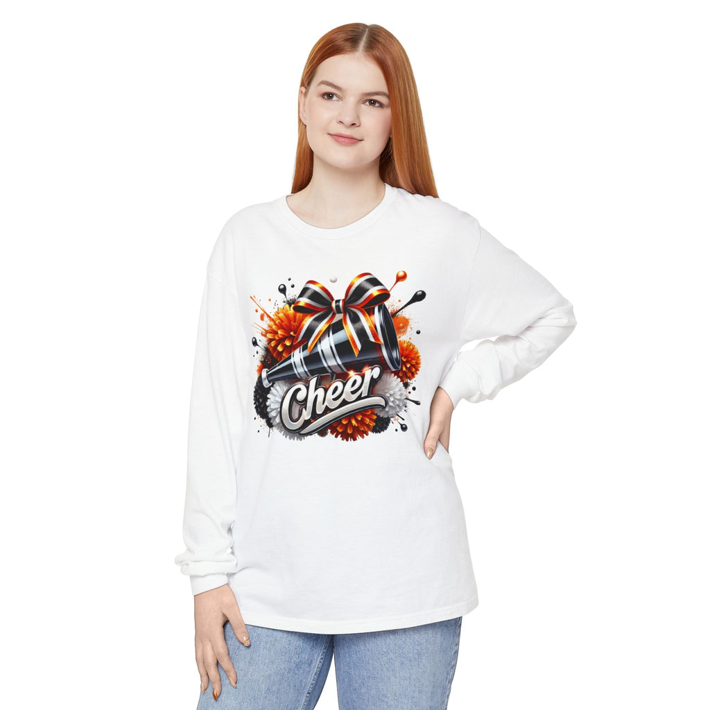 Cheer Megaphone Long Sleeve T‑Shirt — Pom Pom Cheerleader Spirit Top
