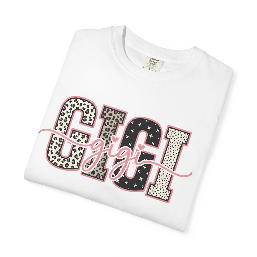 GIGI Leopard Script Tee — Cute Pink & Black Name Graphic T-Shirt