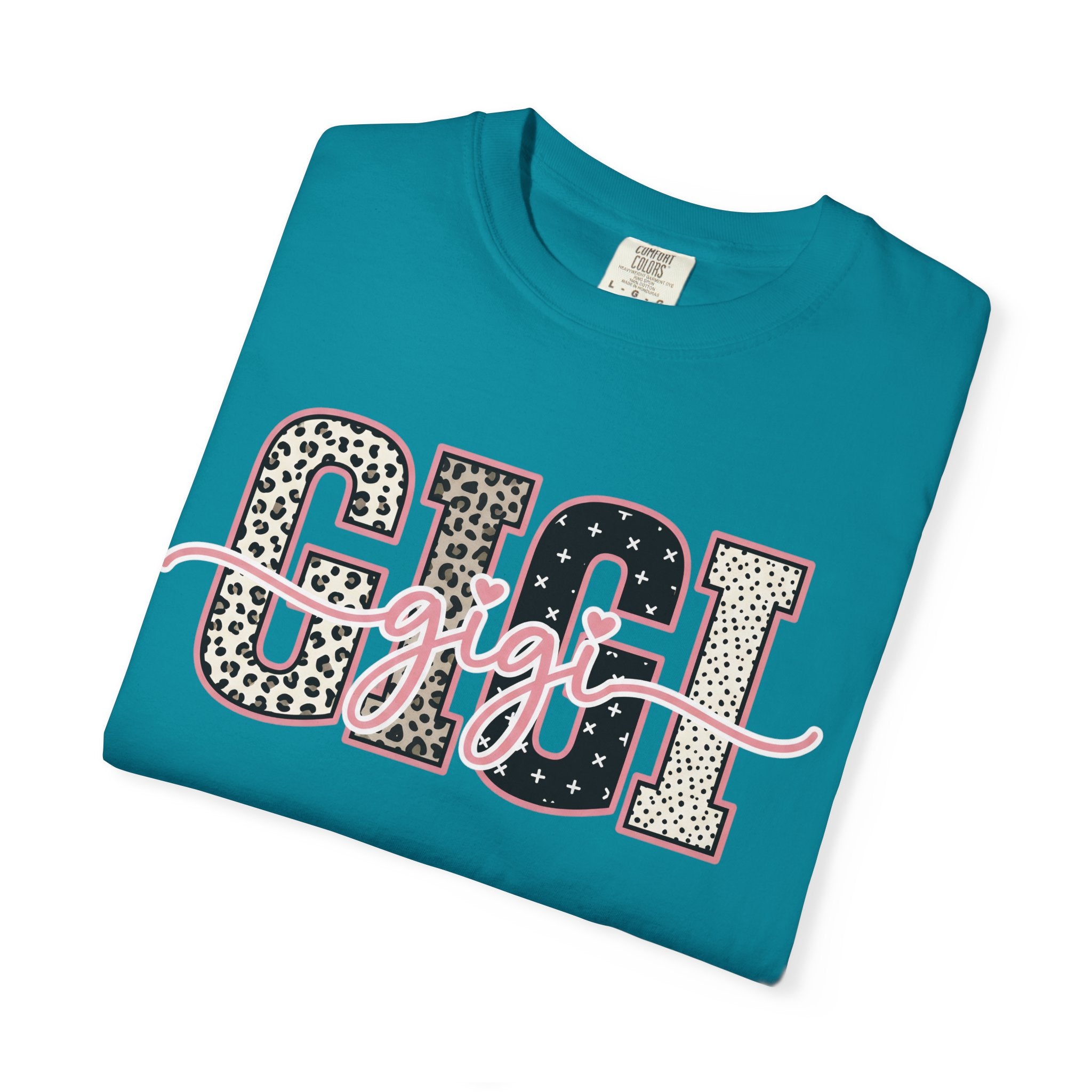 GIGI Leopard Script Tee — Cute Pink & Black Name Graphic T-Shirt