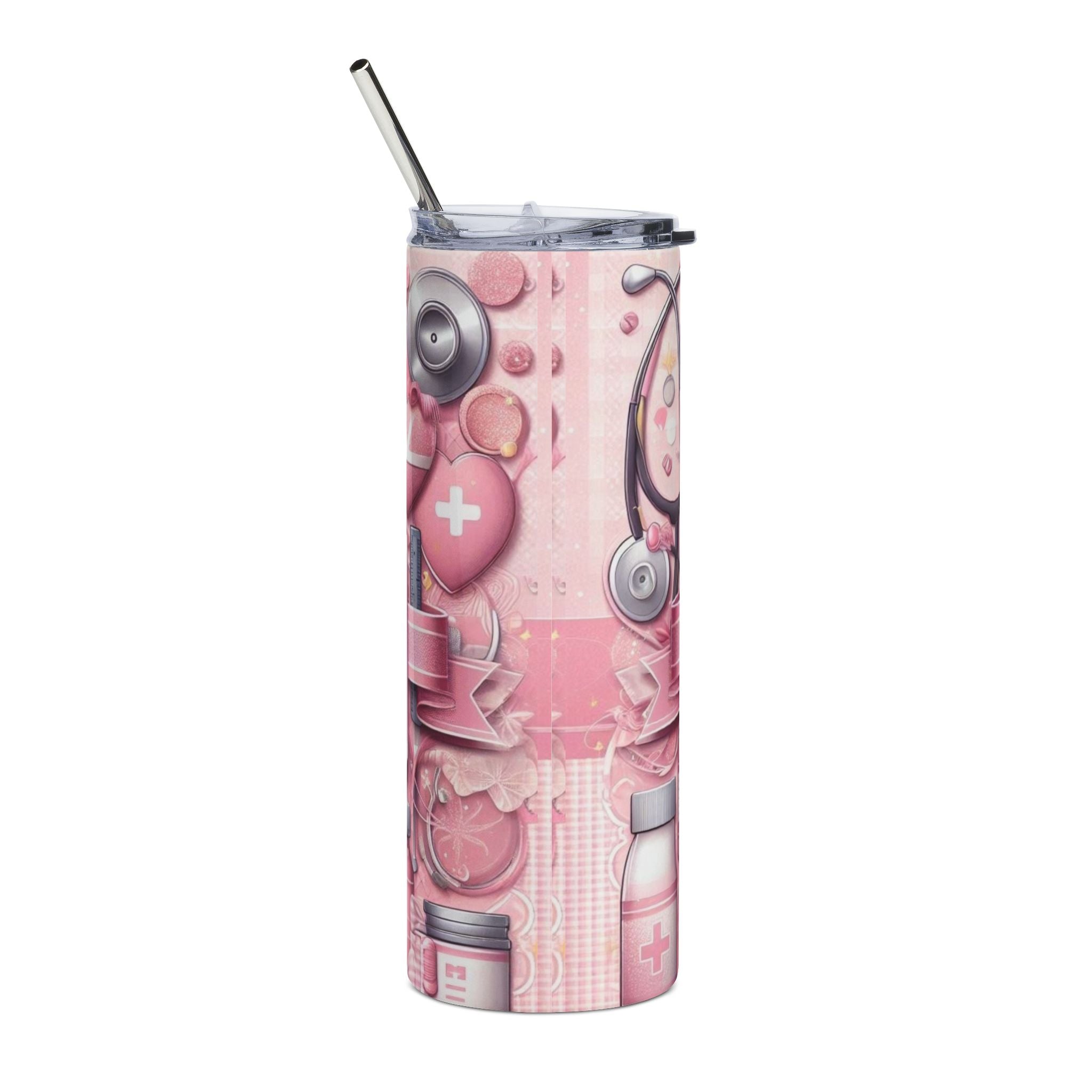 Nurse Essentials 20oz Stainless Tumbler — Pink