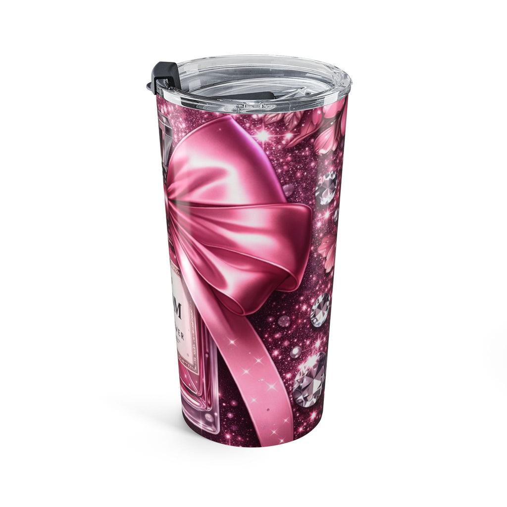20oz Mom Perfume Bottle Tumbler — 'No.1 Mom Best Ever' Pink Glitter Travel Cup