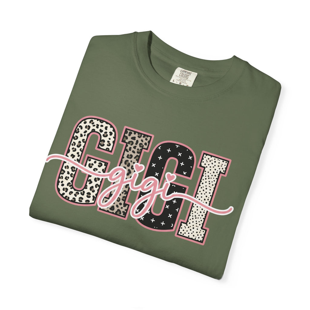 GIGI Leopard Script Tee — Cute Pink & Black Name Graphic T-Shirt