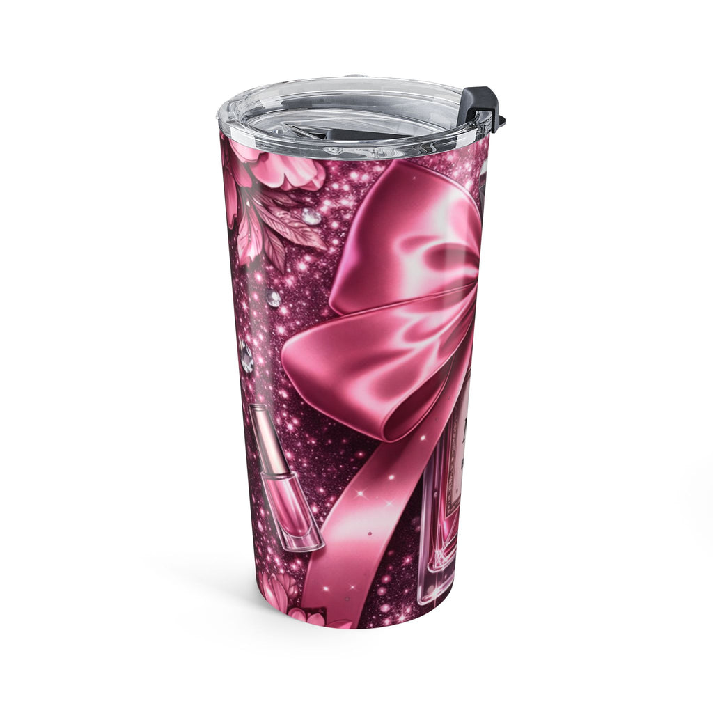 20oz Mom Perfume Bottle Tumbler — 'No.1 Mom Best Ever' Pink Glitter Travel Cup