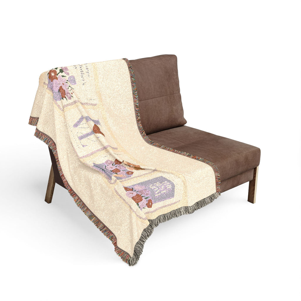 Mother’s Day Woven Blanket — 'I  Mom' Floral Throw