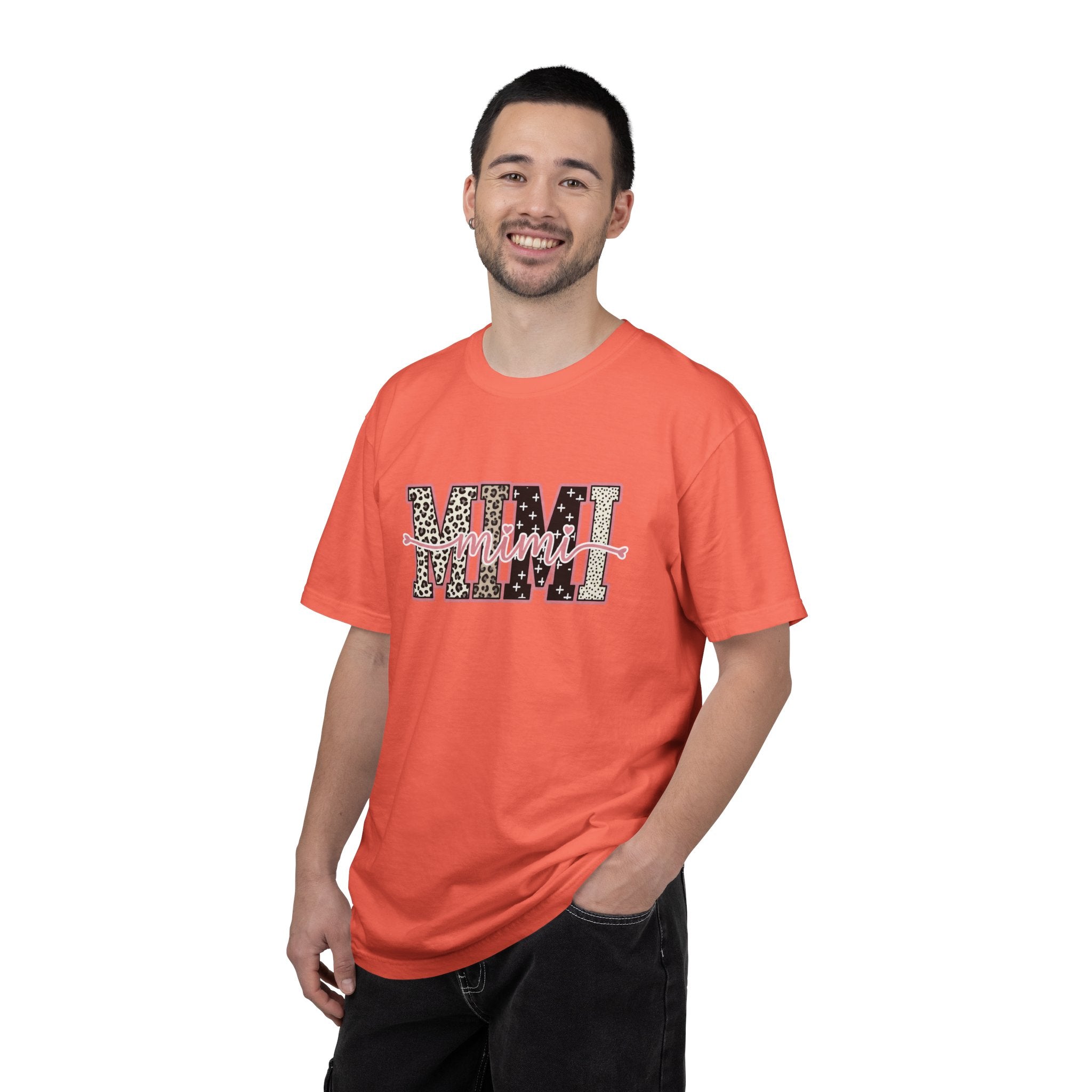 Mom Mimi Leopard Block Graphic T-Shirt – Cute Pink Script Mother's Day Gift