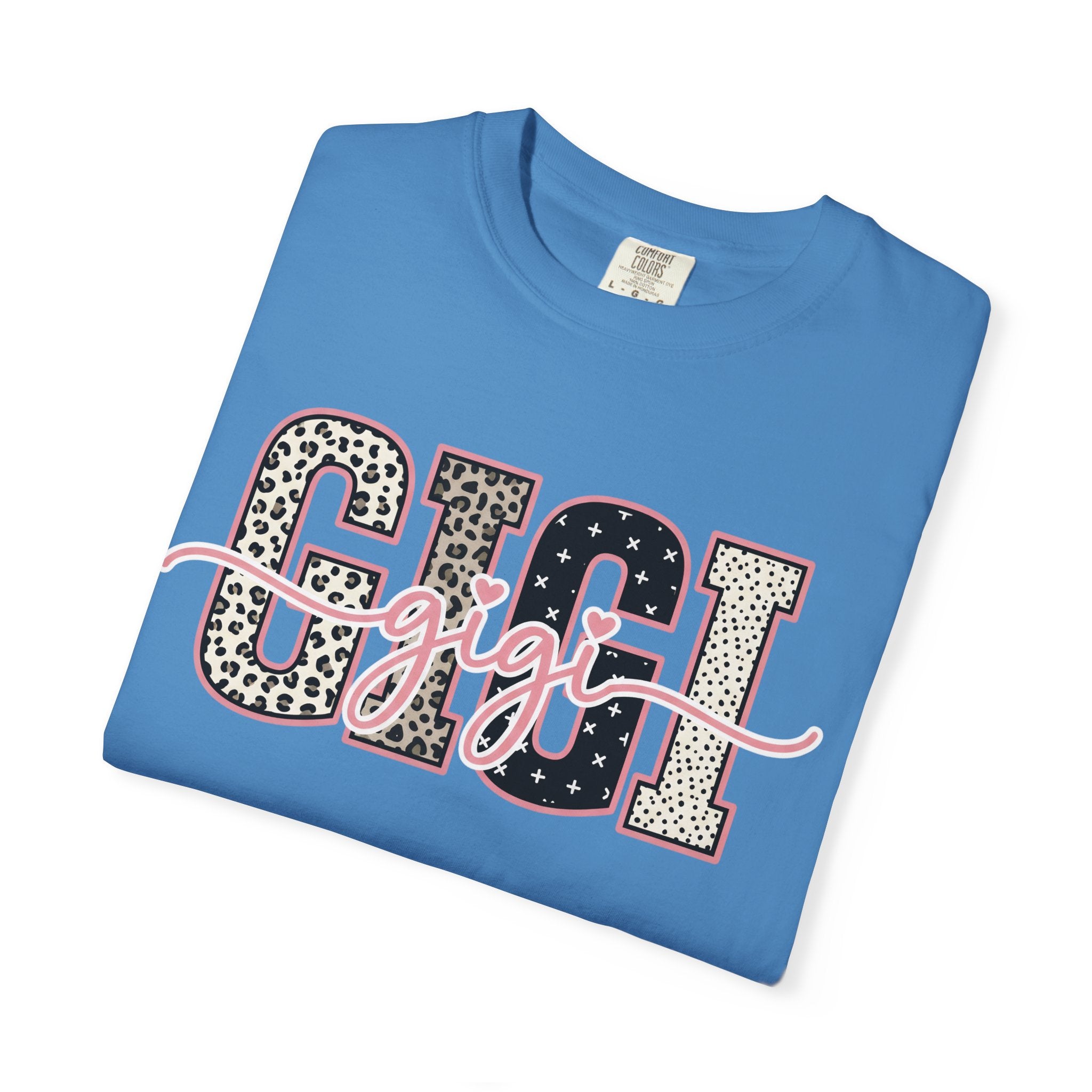 GIGI Leopard Script Tee — Cute Pink & Black Name Graphic T-Shirt