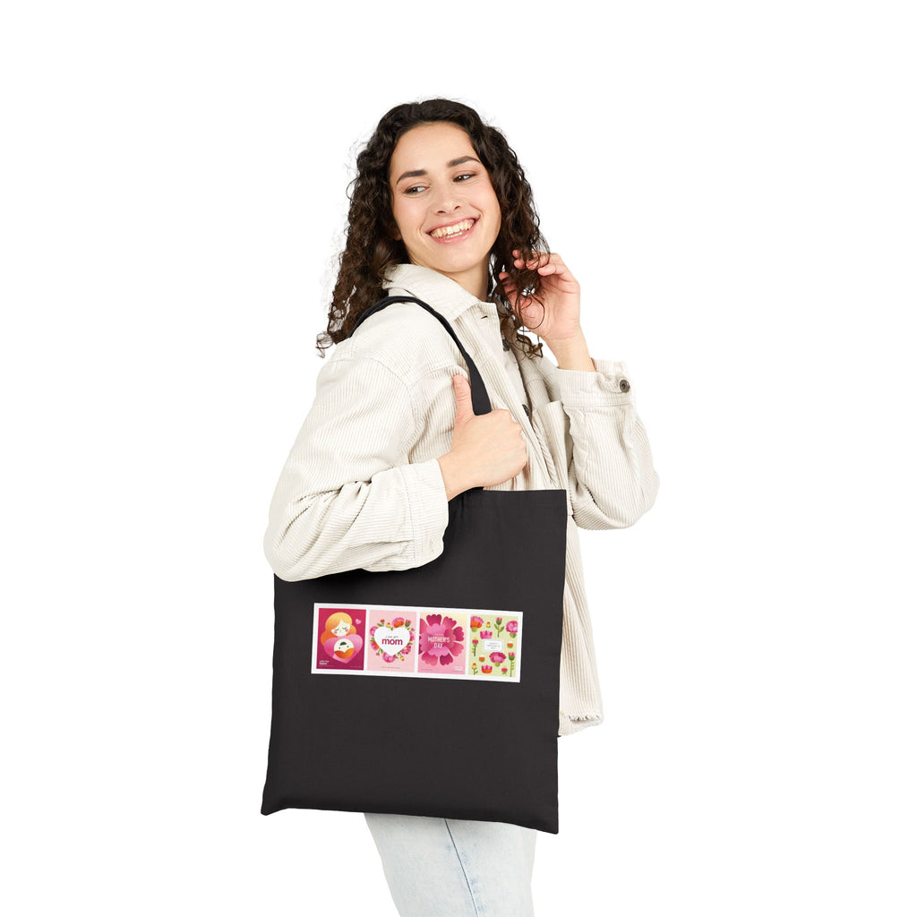 Valentine Floral Panels Canvas Tote — 'Be Mine' Romantic Reusable Bag