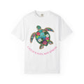 Sea Turtle Floral T-Shirt — "Catch Waves, Not Stress"