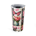 20oz Floral Butterfly Tumbler – 'Love You Mom' Pink Vintage Travel Cup