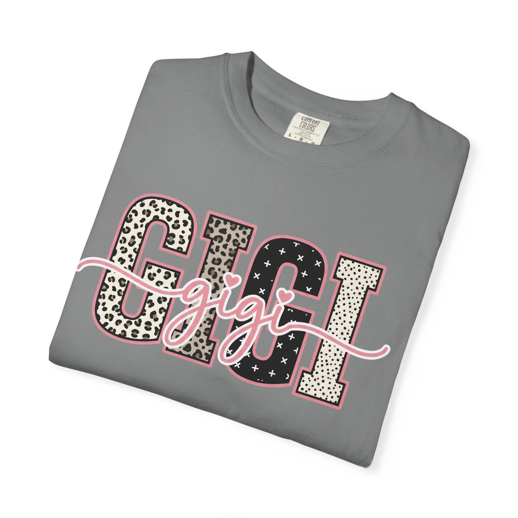 GIGI Leopard Script Tee — Cute Pink & Black Name Graphic T-Shirt