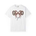 T-Shirt — "God is Good" Leopard Print Ribbon Graphic Tee