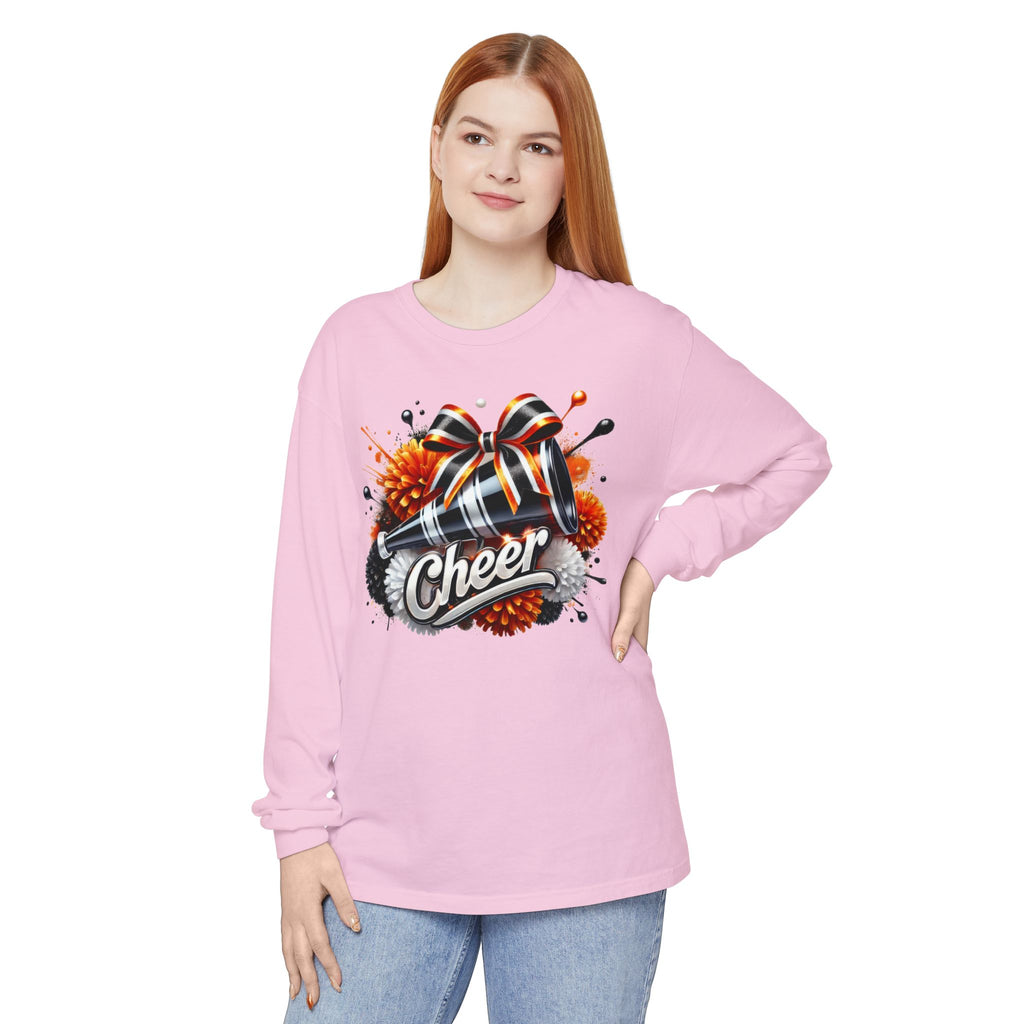 Cheer Megaphone Long Sleeve T‑Shirt — Pom Pom Cheerleader Spirit Top