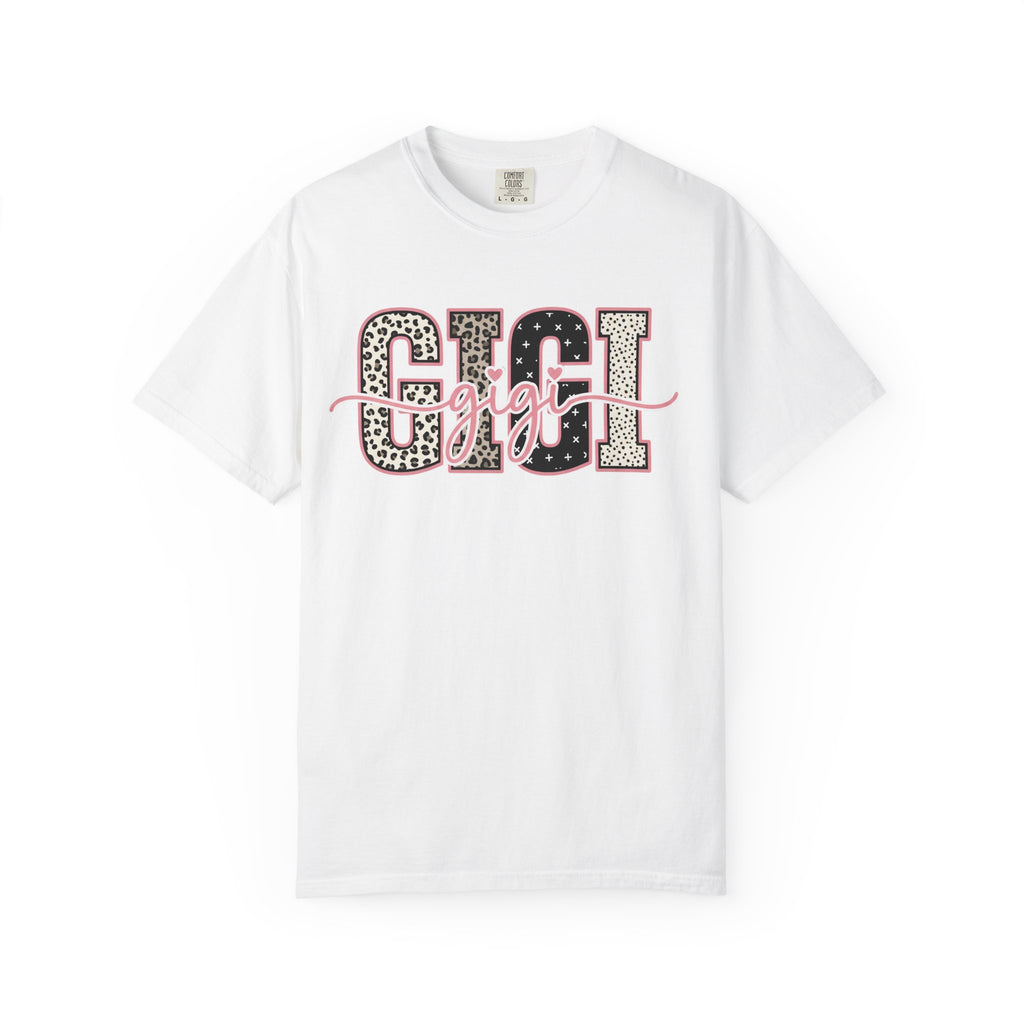 GIGI Leopard Script Tee — Cute Pink & Black Name Graphic T-Shirt