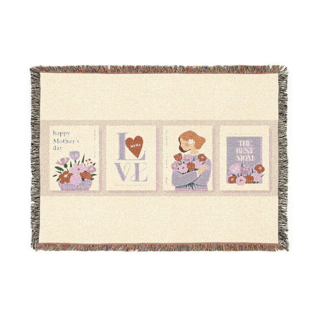 Mother’s Day Woven Blanket — 'I  Mom' Floral Throw