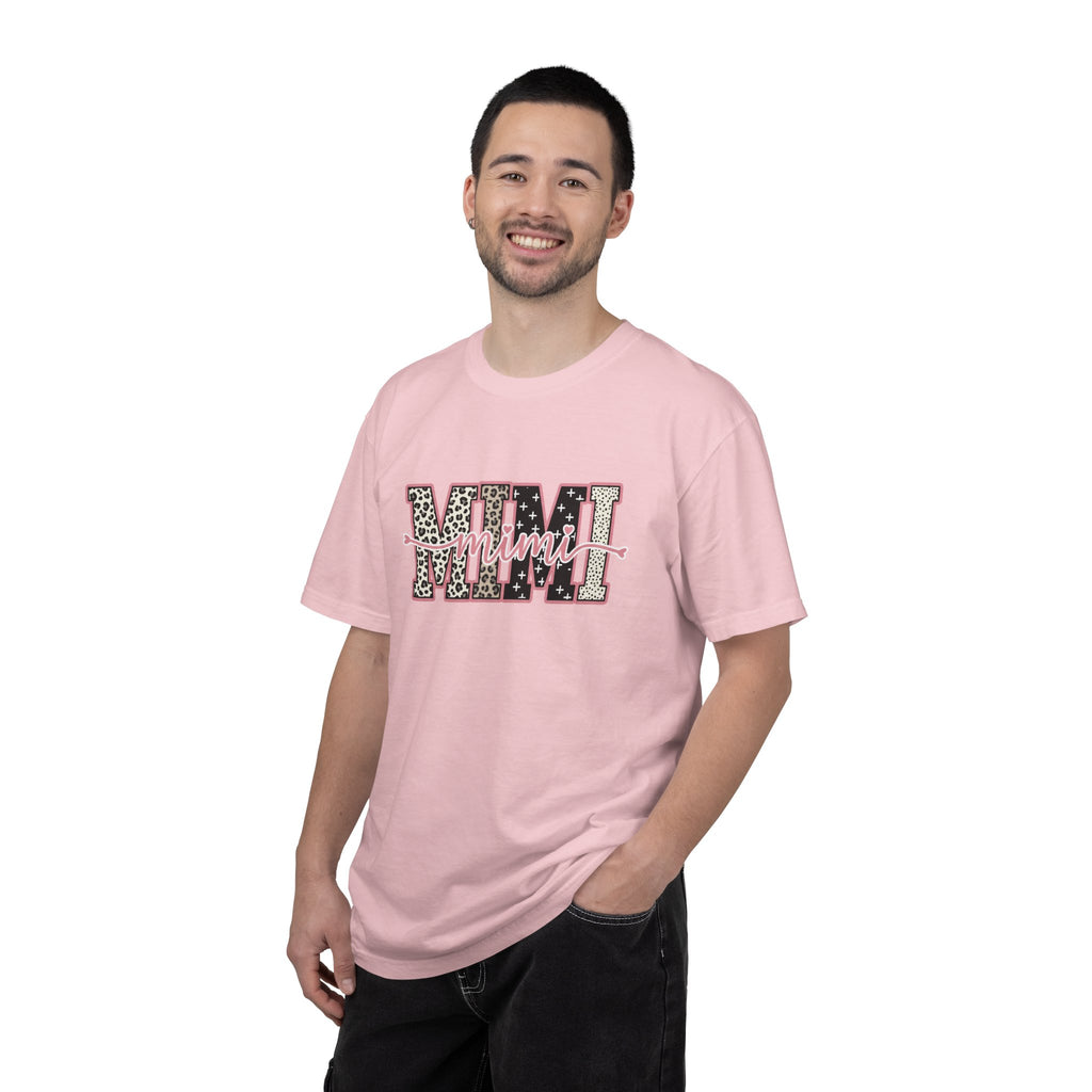 Mom Mimi Leopard Block Graphic T-Shirt – Cute Pink Script Mother's Day Gift